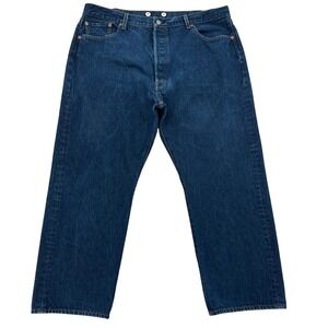 Levi's 501 Jeans Mens W44 L 27.5 Dark Wash Blue Denim Classic Fit Button Fly